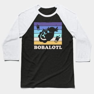 Vintage Retro Bobalotl Boba Tea Cute Axolotl Baseball T-Shirt